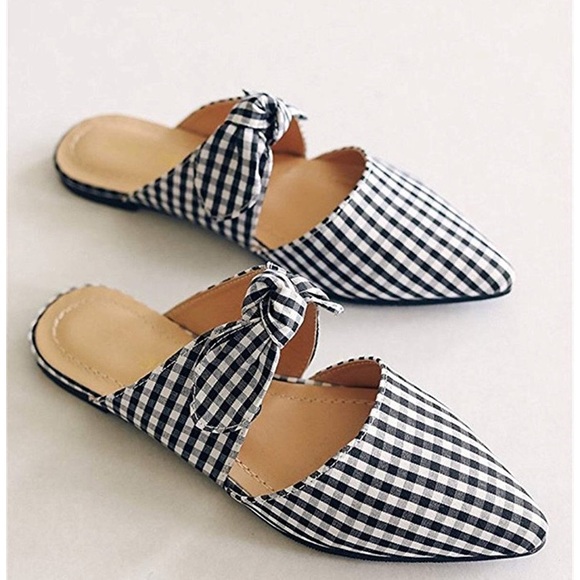 ✖️POINTY MULE B&W BOW WOMANS FLAT SHOE *NWT* - Picture 5 of 5